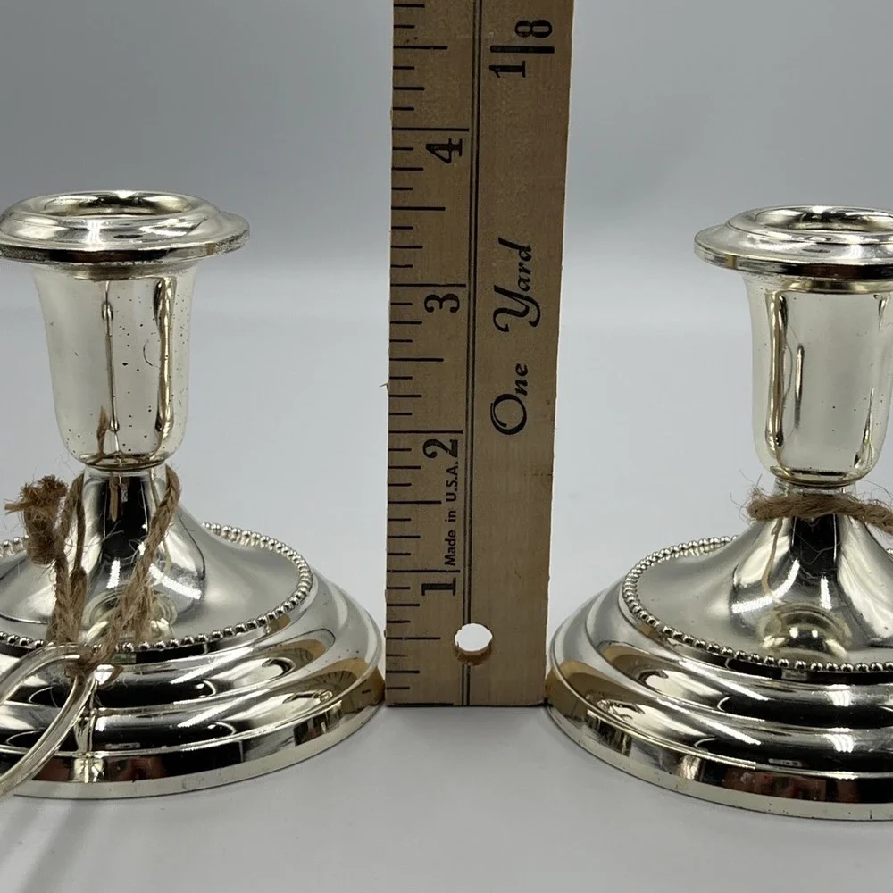 Gorham Newport Silverplate Newport Pair of Candlesticks & Snuffers‎